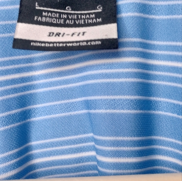 Nike Golf Men's Dri-Fit Blue White Striped Short Sleeve Polo  Large - Picture 10 of 11
